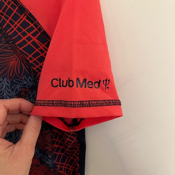 Women Red(light pink) and navy blue Swim Shirt 50 UFP size medium - Picture 5 of 6